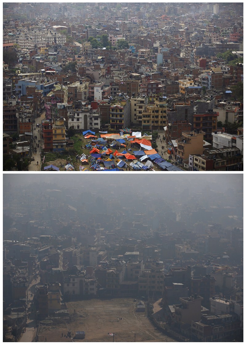 A year after the worst earthquake in Nepal's history struck the Himalayan nation is remembering the 9,000 victims of the 7.8 magnitude quake and a second tremor 17 days later. Nepal,Nepal earthquake,Nepal Before and after the earthquake,Nepal Before and after,earthquake
