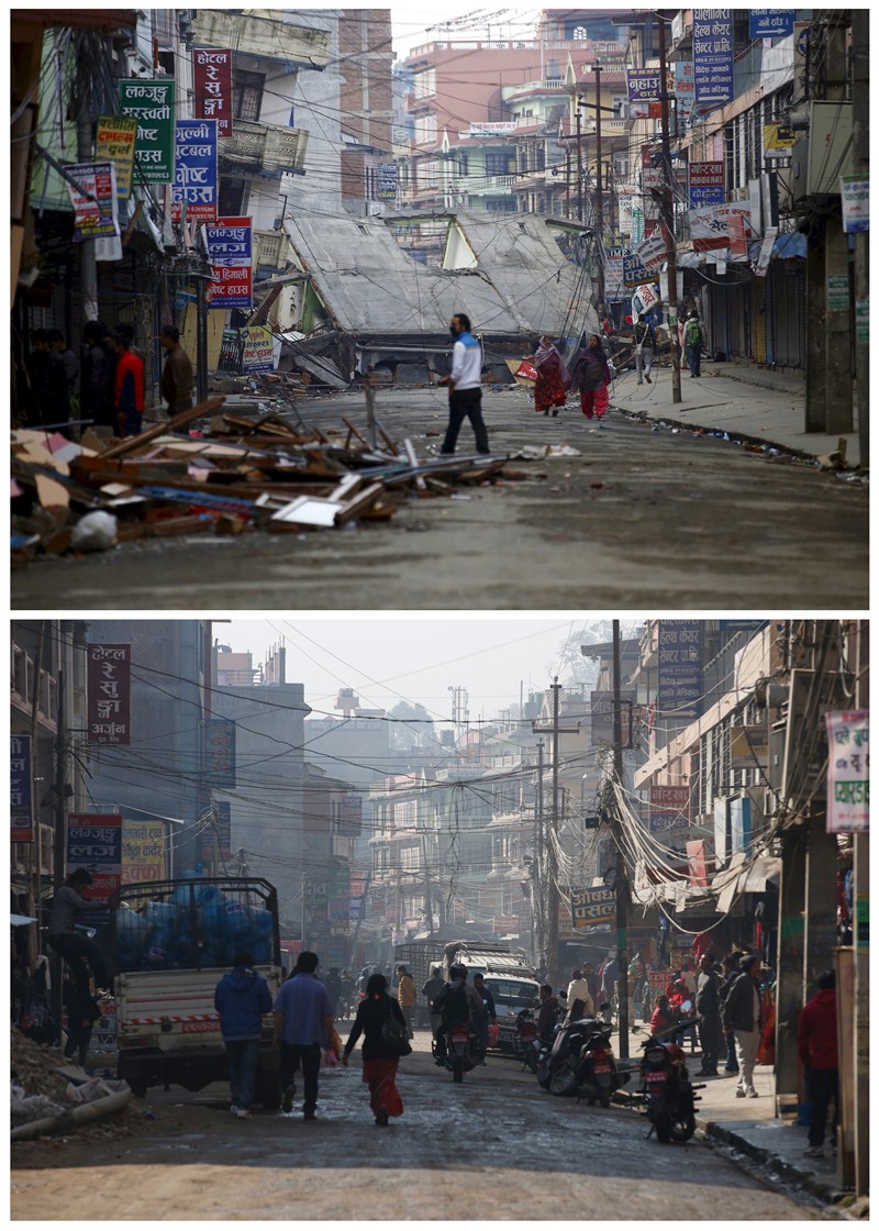 A year after the worst earthquake in Nepal's history struck the Himalayan nation is remembering the 9,000 victims of the 7.8 magnitude quake and a second tremor 17 days later. Nepal,Nepal earthquake,Nepal Before and after the earthquake,Nepal Before and after,earthquake