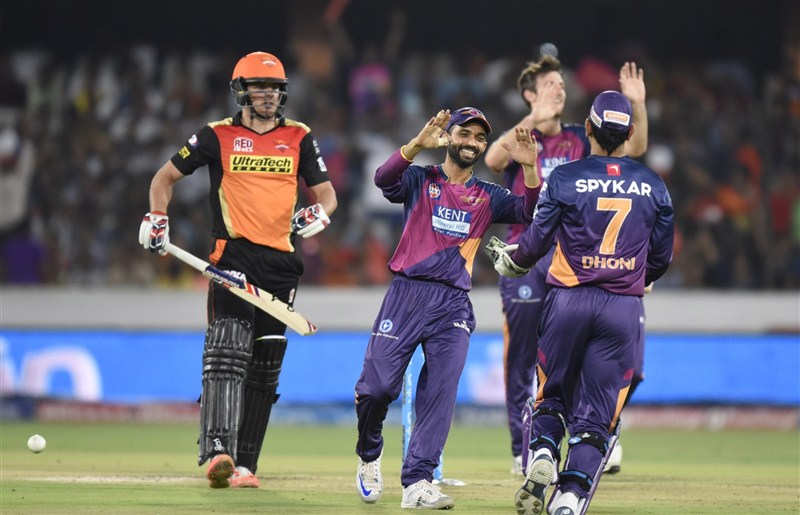 Rising Pune Supergiants ended their four-match losing streak in the Indian Premier League (IPL) with a 34-run win via D/L method over Sunrisers Hyderabad at the Rajiv Gandhi International Stadium on Tuesday. Rising Pune Supergiants beat Sunrisers Hyderabad,Rising Pune Supergiants beat Sunrisers Hyderabad by 34 runs (D/L),Rising Pune Supergiants,Sunrisers Hyderabad,Indian Premier League,Indian Premier League 2016,Indian Premier League 9,IPL 2016,IPL 9,IPL,IPL