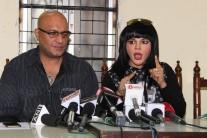 Rakhi Sawant during a press conference at the CINTAA office in Mumbai, India on April 27, 2016. CINTAA has apologized to Rakhi and Dolly Bindra at the press conference, earlier CINTAA sent a cause notice to both of them for their press conference on late TV actress Pratyusha Banerjee's suicide case.
