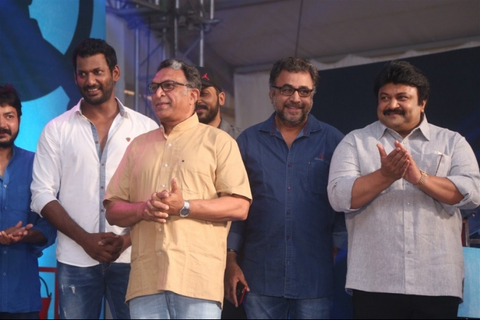Tamil movie Sabash Naidu Launched today at Nadigar Sangam grounds in Chennai. Celebs like Kamal Haasan, Shruti Haasan, Vishal, Nassar, Ilayaraja, Prabhu and others graced the event. Sabash Naidu,Sabash Naidu Movie Launch,Kamal Haasan,Shruti Haasan,Vishal,Nassar,Ilayaraja,Prabhu,Sabash Naidu Movie Launch pics,Sabash Naidu Movie Launch images,Sabash Naidu Movie Launch photos,Sabash Naidu Movie Launch stills,Sabash Naidu Movie Launch pi
