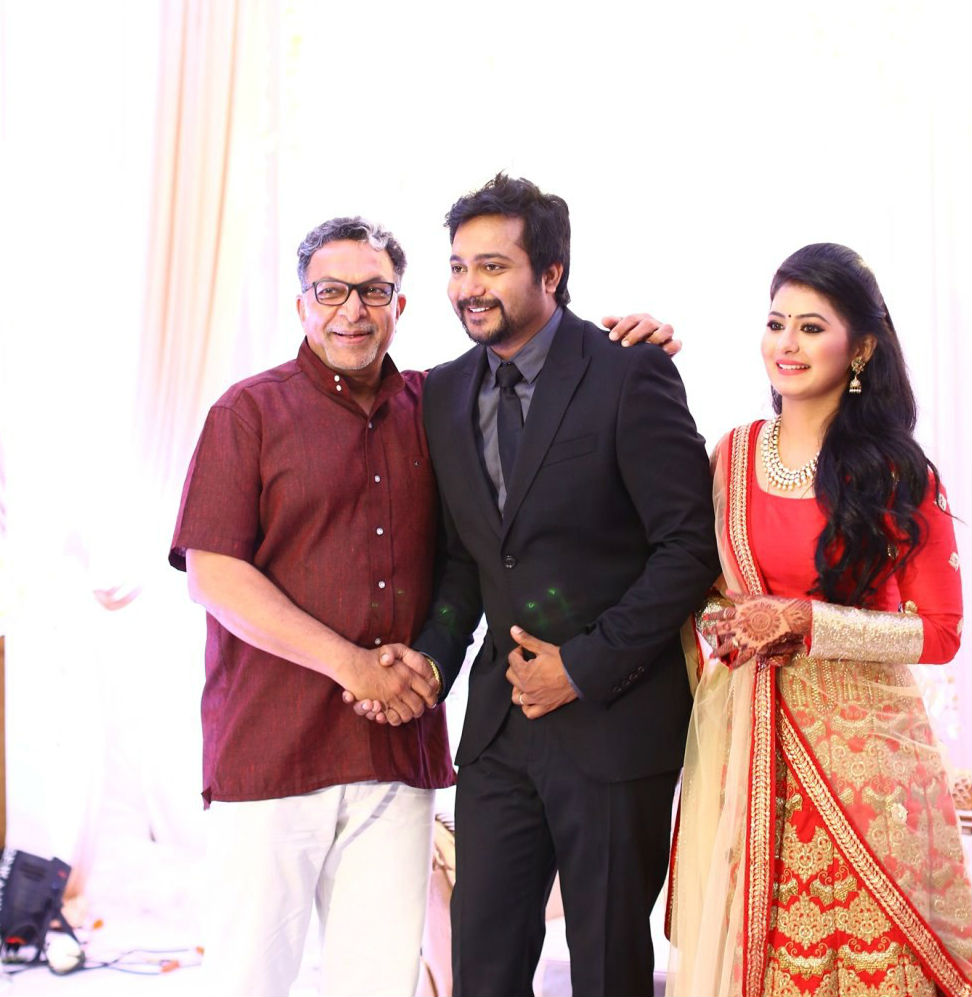 Actor Bobby Simha and Actress Reshmi Menon Wedding Reception held at Chennai. Celebs like Rana Daggubati, Arya, Shanthanu Bhagyaraj and others graced the event. Bobby Simhaa,Bobby Simhaa wedding reception,Bobby Simhaa & Reshmi Menon's wedding reception,Reshmi Menon's wedding reception,Bobby Simhaa reception,Rana Daggubati,Arya,Shanthanu Bhagyaraj,Vivek,Cell Murugan,Bobby Simhaa wedding reception pic