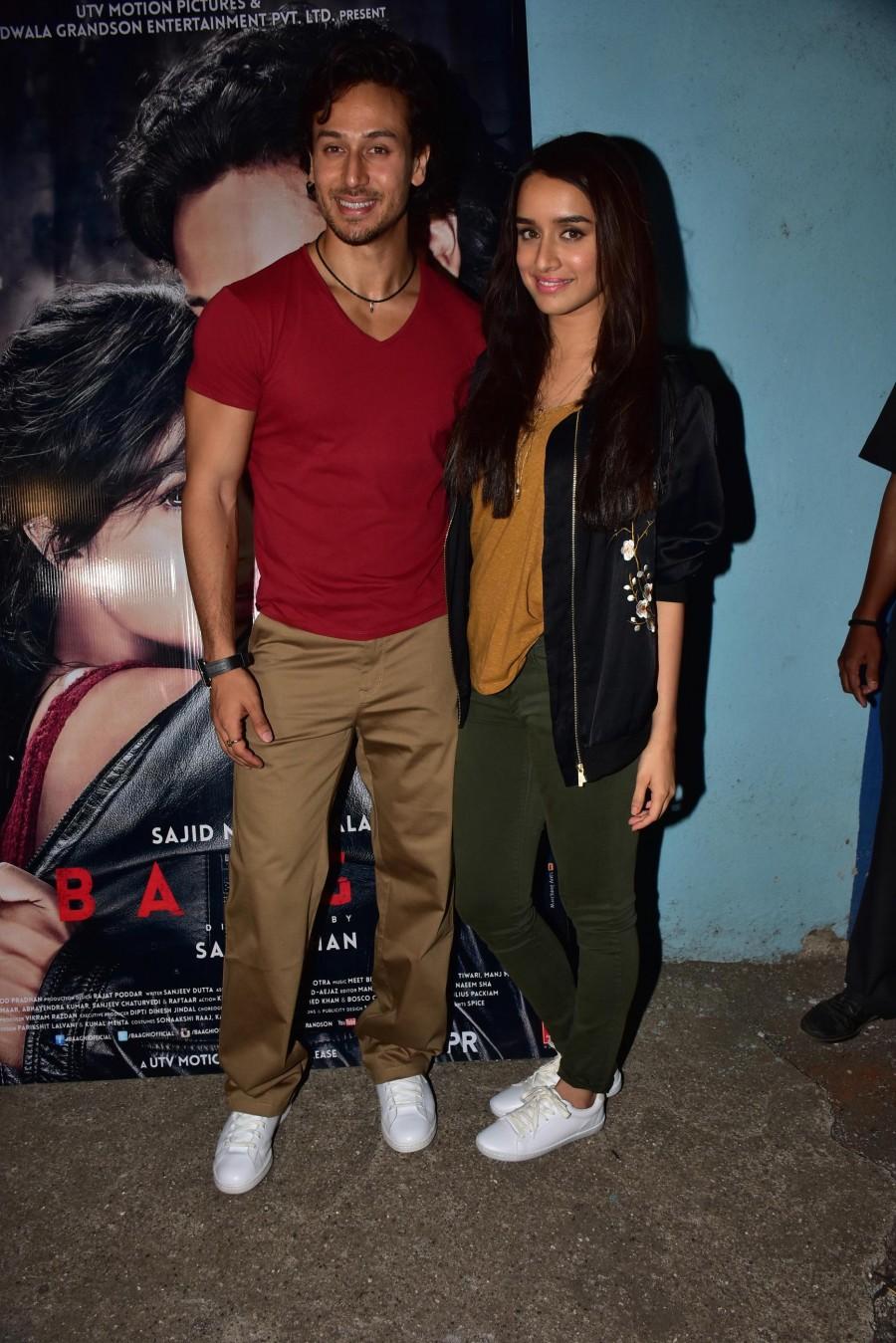 Bollywood actor Tiger Shroff and Shraddha Kapoor visit Chandan Theatre to witness audience reactions. Tiger Shroff,Shraddha,Shraddha Kapoor,Chandan Theatre,Tiger Shroff and Shraddha Kapoor