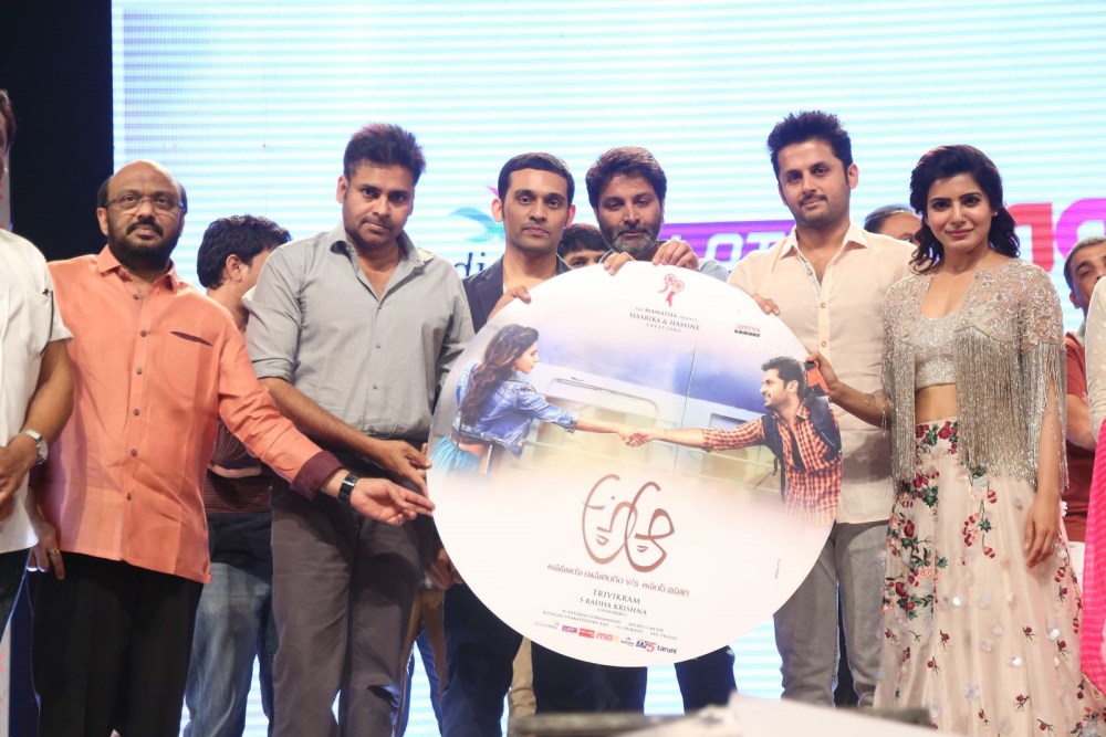 Telugu upcoming movie 'A..Aa' (Anasuya Ramalingam vs Anand Vihari) audio launch held at Shilpakala Vedika in Hyderabad. A..Aa,A..Aa audio launch,Anasuya Ramalingam vs Anand Vihari,Nithin,Samantha,Pawan Kalyan,A..Aa audio launch pics,A..Aa audio launch images,A..Aa audio launch pictures,A..Aa audio launch photos,A..Aa audio launch stills