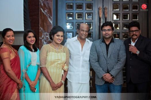 Director KS Ravikumar second daughter Maalica and Arjun Krishnan after Marriage Party held at ITC Grand Chola in Chennai.