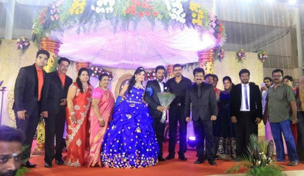 Tamil Actor and Director R. Pandiarajan's son Prithvi Rajan and Akshaya Premnath Wedding Reception held in Chennai.