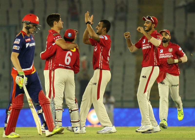Spurred by an all-round effort from Australian Marcus Stoinis, Kings XI Punjab registered a 9 run win over Delhi Daredevils at the Punjab Cricket Association Stadium on Saturday to stay alive in the Indian Premier League (IPL). Kings XI Punjab trash Delhi Daredevils,Kings XI Punjab beat Delhi Daredevils,Kings XI Punjab,Delhi Daredevils,Marcus Stoinis,Indian Premier League,Indian Premier League 2016,Indian Premier League 9,IPL pics,IPL images,IPL photos,IPL stills,IPL pictures