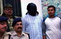 Rocky Yadav, the son of a JD(U) legislator who allegedly shot dead Aditya Sachdeva, the teenaged son of a businessman, on 7th May 2016 for overtaking his car on the Bodh Gaya-Gaya road being presented before press in Gaya, on May 10, 2016.