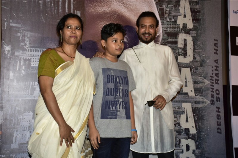 Bollywood actor Irrfan Khan presents Madaari trailer along with his son. Irrfan Khan,Irrfan Khan with his son,Madaari trailer,Madaari,Madaari trailer launch,Madaari trailer launch pics,Madaari trailer launch images,Madaari trailer launch photos,Madaari trailer launch stills,Madaari trailer launch pictures,Ayan Khan