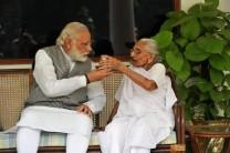 Prime Minister Narendra Modi on Sunday tweeted several pictures with his old mother, who was visiting him at his official residence here for the first time since he became prime minister, saying he 