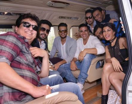 Bollywood actor Akshay Kumar initiates car-pooling for his 'Housefull 3' team.
