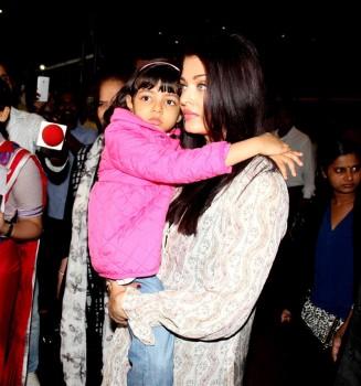 Actress Aishwarya Rai Bachchan returned home on Monday night from her much talked-about trip to the Cannes Film Festival to promote her upcoming biopic 'Sarbjit'.