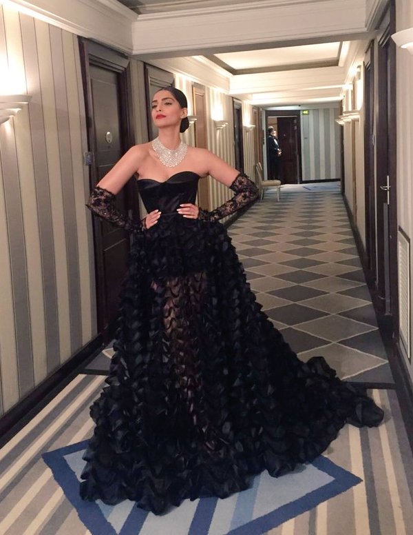 Bollywood actress Sonam Kapoor picked another chic Ralph and Russo dress for an appearance at the gala. Sonam Kapoor,Sonam Kapoor at Cannes,Sonam kapoor at Cannes film festival,Cannes Film Festival,Sonam Kapoor goes chic in black at Cannes,actress Sonam Kapoor,Sonam Kapoor pics,Sonam Kapoor images,Sonam Kapoor photos,Sonam Kapoor stills,Sonam Kapoor picture