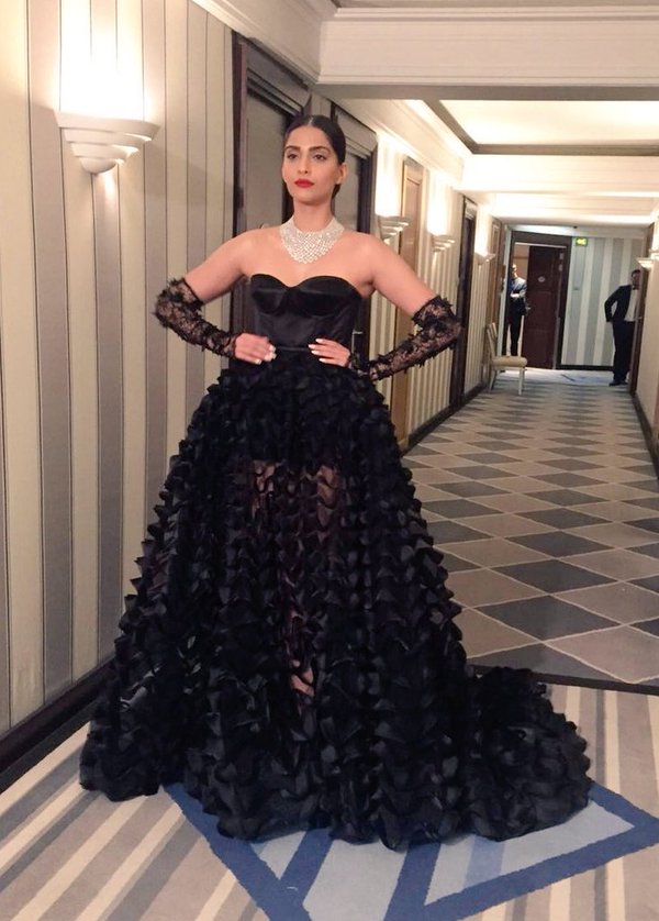 Bollywood actress Sonam Kapoor picked another chic Ralph and Russo dress for an appearance at the gala. Sonam Kapoor,Sonam Kapoor at Cannes,Sonam kapoor at Cannes film festival,Cannes Film Festival,Sonam Kapoor goes chic in black at Cannes,actress Sonam Kapoor,Sonam Kapoor pics,Sonam Kapoor images,Sonam Kapoor photos,Sonam Kapoor stills,Sonam Kapoor picture