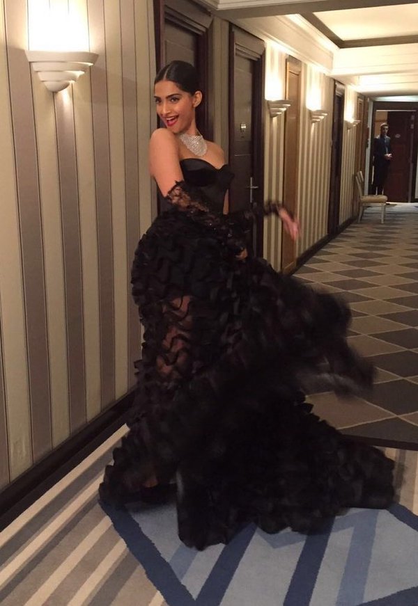 Bollywood actress Sonam Kapoor picked another chic Ralph and Russo dress for an appearance at the gala. Sonam Kapoor,Sonam Kapoor at Cannes,Sonam kapoor at Cannes film festival,Cannes Film Festival,Sonam Kapoor goes chic in black at Cannes,actress Sonam Kapoor,Sonam Kapoor pics,Sonam Kapoor images,Sonam Kapoor photos,Sonam Kapoor stills,Sonam Kapoor picture