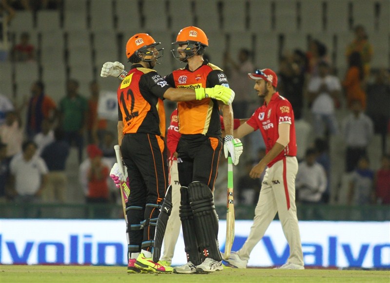 Sunrisers Hyderabad strengthened their position at the top of the points table with a seven-wicket win over Kings XI Punjab at the Punjab Cricket Association Stadium on Sunday. Sunrisers Hyderabad trash Kings XI Punjab by 7 wkts,Sunrisers Hyderabad trash Kings XI Punjab,Sunrisers Hyderabad beat Kings XI Punjab,Sunrisers Hyderabad,Kings XI Punjab,IPL 2016,IPL pics,IPL images,IPL photos,IPL stills,IPL pictures