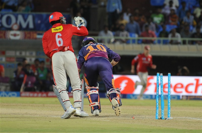 Skipper Mahendra Singh Dhoni's 64 not out off 32 deliveries turned it around for Rising Pune Supergiants as the debutants ended their Indian Premier League (IPL) campaign with a four-wicket victory over Kings XI Punjab on Saturday. Rising Pune Supergiants trash Kings XI Punjab,Rising Pune Supergiants,Kings XI Punjab,Mahendra Singh Dhoni,Dhoni,Indian Premier League,Indian Premier League 2016,Indian Premier League 9,IPL 2016,IPL pics,IPL images,IPL photos,IPL stills