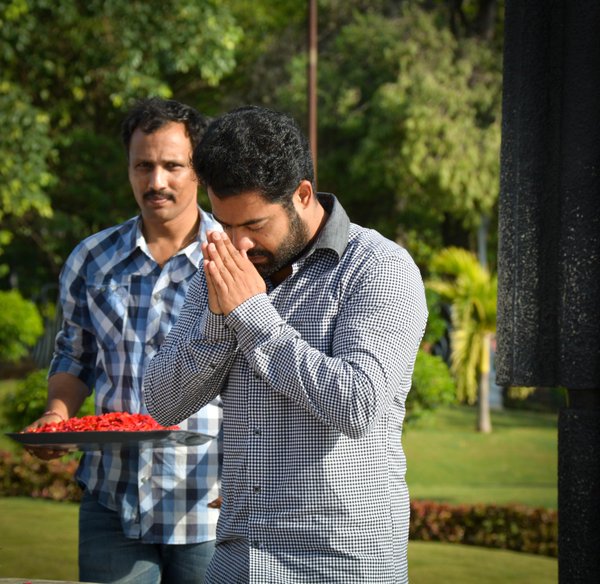 Jr NTR pays respects to late NT Rama Rao at NTR Ghat - Photos,Images