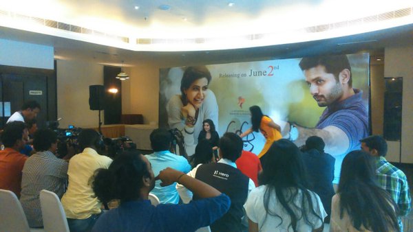 Actress Samantha interacting with the media during A Aa promotions in Bangalore.