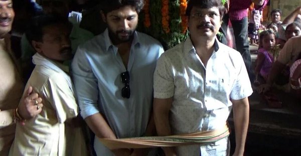 South Indian actor Allu Arjun visits Simhachalam temple.