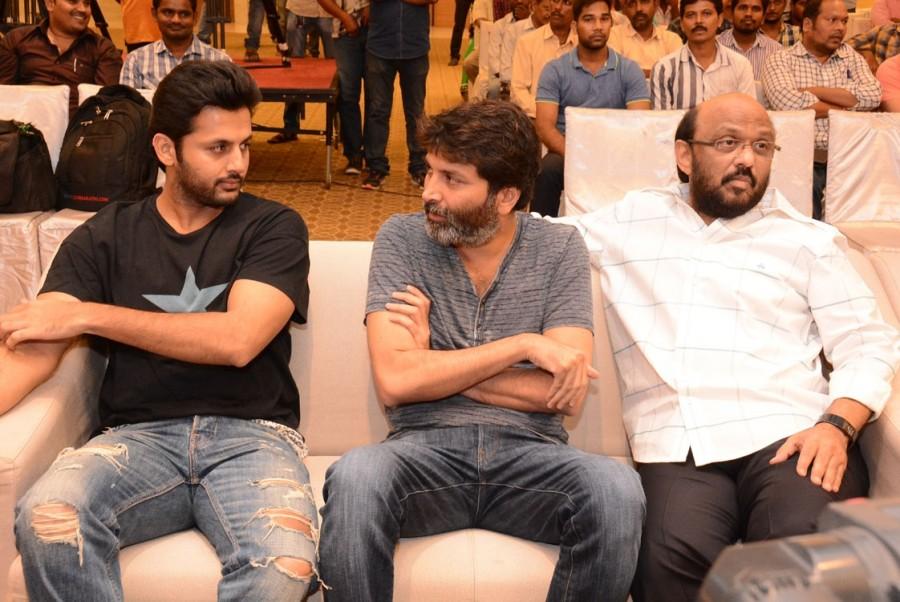 Telugu movie A..Aa Success Meet held at Hyderabad on Saturday. Celebs like Nithin, Samantha Ruth Prabhu, Hari Teja, Director Trivikram Srinivas, Producer S. Radha Krishna, Vijaya Naresh, Srinivasa Reddy, Ajay and others graced the event. A..Aa,A..Aa success meet,Nithin,Samantha,Trivikram Srinivas,Samantha Ruth Prabhu,A..Aa success meet pics,A..Aa success meet images,A..Aa success meet photos,A..Aa success meet stills,A..Aa success meet pictures,S. Radha Krishna