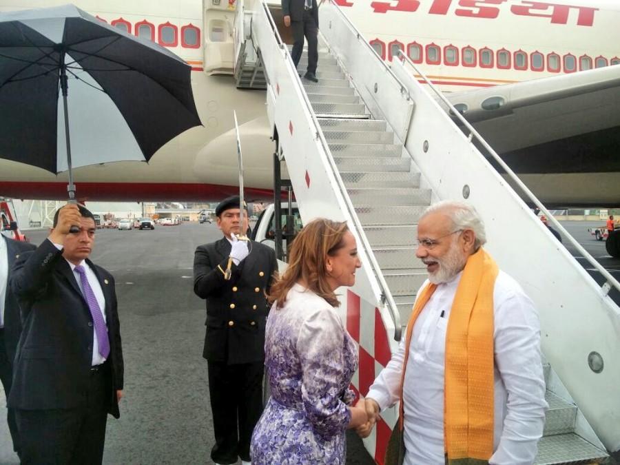 Prime Minister Narendra Modi arrived here from the US on the fifth and final leg of his five-nation tour. Narendra Modi,PM Narendra Modi,PM Narendra Modi arrives in Mexico,PM Modi,modi five-nation tour,Claudia Ruiz Massieu,Mexican Foreign Minister Claudia Ruiz Massieu