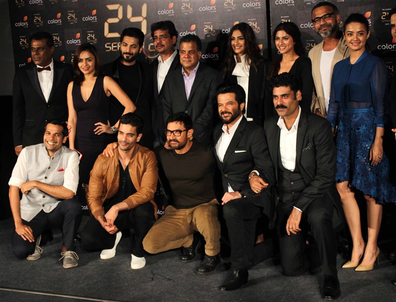 The action-packed trailer of '24: Season 2' starring actor-producer Anil Kapoor was unveiled here on Wednesday in the presence of his star daughter Sonam Kapoor and superstar Aamir Khan. 24: season 2,24: season 2 trailer,Anil Kapoor,Aamir Khan,Sonam Kapoor,sikander kher,surveen chawla,ashish vidyarthi,24: season 2 press meet,24: season 2 pics,24: season 2 images,24: season 2 photos,24: season 2 stills,24: season 2 pictures