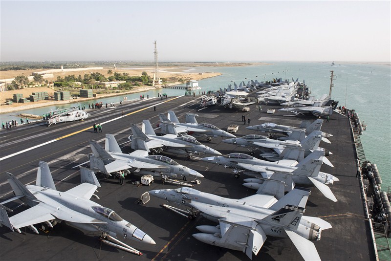Aboard the carrier USS Harry S. Truman as fighter jets launch strikes against Islamic State. Fighting Islamic State,Fighting Islamic State from the sea,Islamic State,USS Harry S. Truman,fighter jets,F/A-18E,U.S. Navy F/A-18C