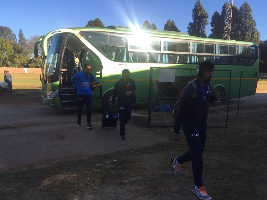 Team India arrived for the 1st ODI at the Harare Sports Club. ZIMvIND,India vs Zimbabwe,India vs Zimbabwe 2016,Zimbabwe vs India,Zimbabwe vs India 2016,India vs Zimbabwe ODI Series,India vs Zimbabwe Live Score,Dhoni,Ms Dhoni