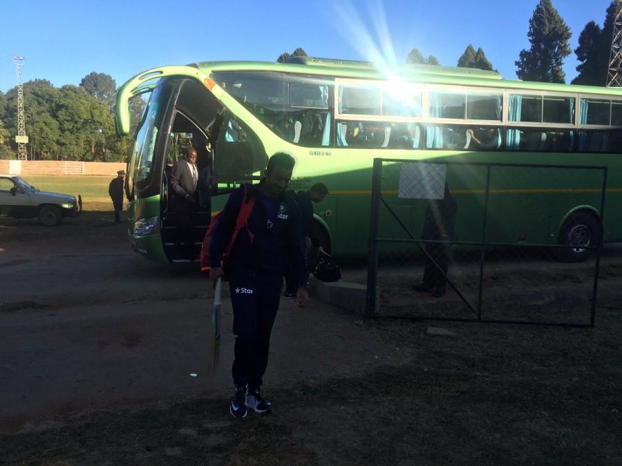 Team India arrived for the 1st ODI at the Harare Sports Club. ZIMvIND,India vs Zimbabwe,India vs Zimbabwe 2016,Zimbabwe vs India,Zimbabwe vs India 2016,India vs Zimbabwe ODI Series,India vs Zimbabwe Live Score,Dhoni,Ms Dhoni