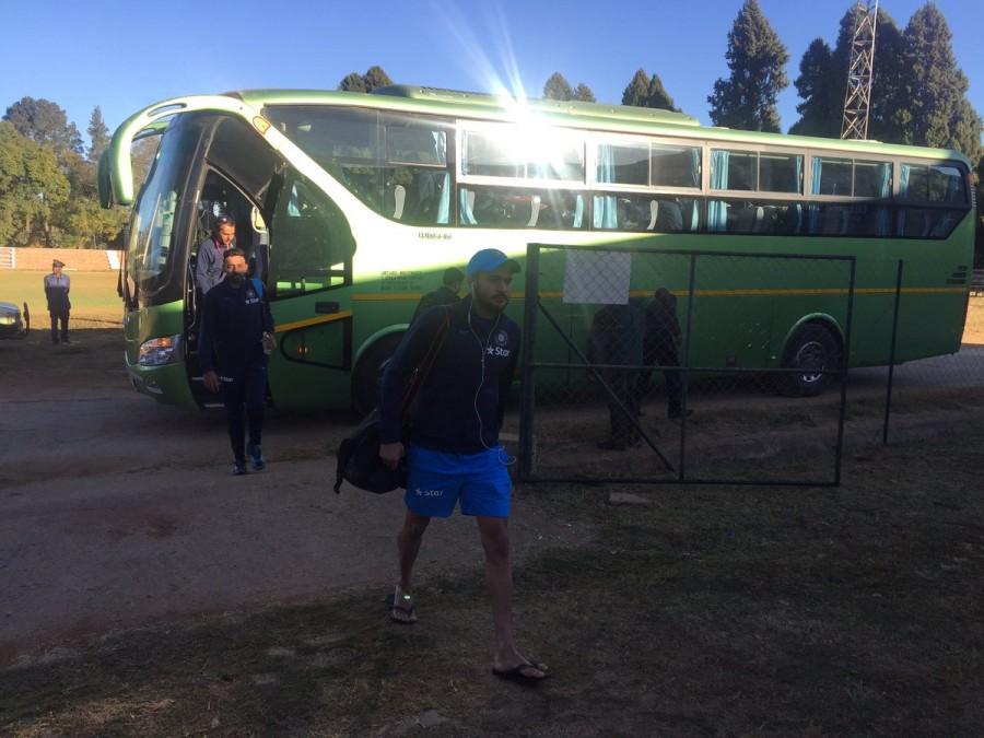 Team India arrived for the 1st ODI at the Harare Sports Club. ZIMvIND,India vs Zimbabwe,India vs Zimbabwe 2016,Zimbabwe vs India,Zimbabwe vs India 2016,India vs Zimbabwe ODI Series,India vs Zimbabwe Live Score,Dhoni,Ms Dhoni