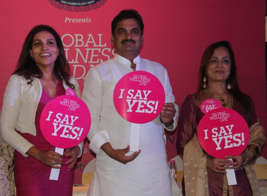Smita Thackeray, Vinod Kambli, Rekha Chaudhari-Global Wellness Ambassador for India, Shibani Kashyap, Ram Shinde - Maharashtra Tourism Minister, Dr. Meghna Shah – Dean, The Other Song, Fitness Trainer Aditya Pratap Singh, Maya Paranjape, Wellness entrepreneurs JC Kapur & Sangram Birje and Seema Gopuskar of Association of Beauty and Cosmetology among others at the Global Wellness Day event. Global Wellness Day event,Vinod Kambli,Ram Shinde,Smita Thackeray,Rekha Chaudhari,Shibani Kashyap,Meghna Shah,Aditya Pratap Singh,Maya Paranjape,Wellness entrepreneurs JC Kapur,Sangram Birje,Seema Gopuskar