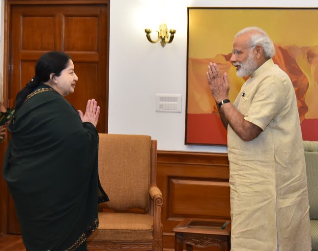 Tamil Nadu CM Jayalalithaa meets PM Narendra Modi. CM Jayalalithaa,Jayalalithaa,Jayalalithaa meets Modi,Jayalalithaa meets Narendra Modi,Narendra Modi