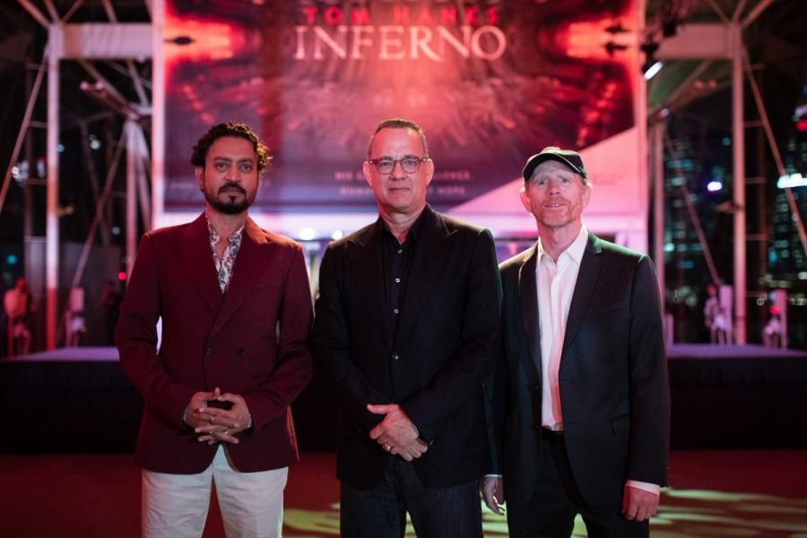 It was reunion time for the cast of Irrfan Khan,Tom Hanks,Ron Howard,Inferno,Red Carpet for 'Inferno',Inferno red carpet in Singapore,Inferno red carpet
