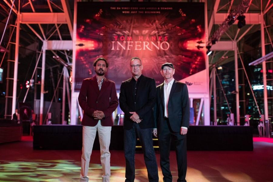 It was reunion time for the cast of Irrfan Khan,Tom Hanks,Ron Howard,Inferno,Red Carpet for 'Inferno',Inferno red carpet in Singapore,Inferno red carpet