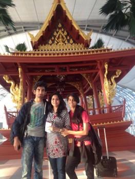 Sunitha with her Son and Daughter @Bangkok airport