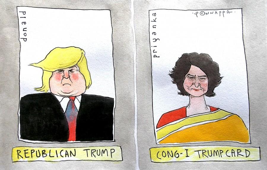 IBTimes Cartoon Donald Trump,Priyanka Gandhi,US elections,US presidential elections