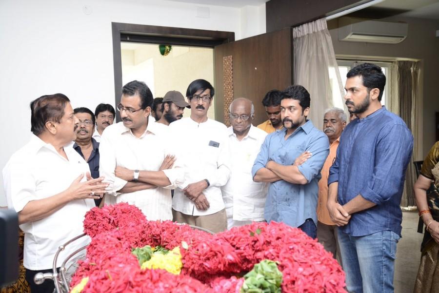 Celebrities like Suriya, Karthi, SivaKumar, Manobala, vairamuthu, KR. Vijaya, Prasanna with his wife Sneha pay homage to A.C Tirulokachandar. A.C Tirulokachandar,AC Tirulokachandar,Suriya,Karthi,SivaKumar,Tirulokachandar died,KR. Vijaya,Sneha,Prasanna