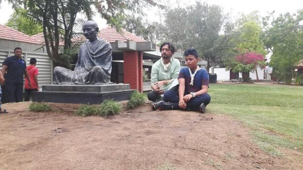 On Father's Day on Sunday, actor Irrfan Khan took his son Ayaan to Sabarmati Ashram in Ahmedabad to pay an ode to Father of the Nation Mahatma Gandhi.