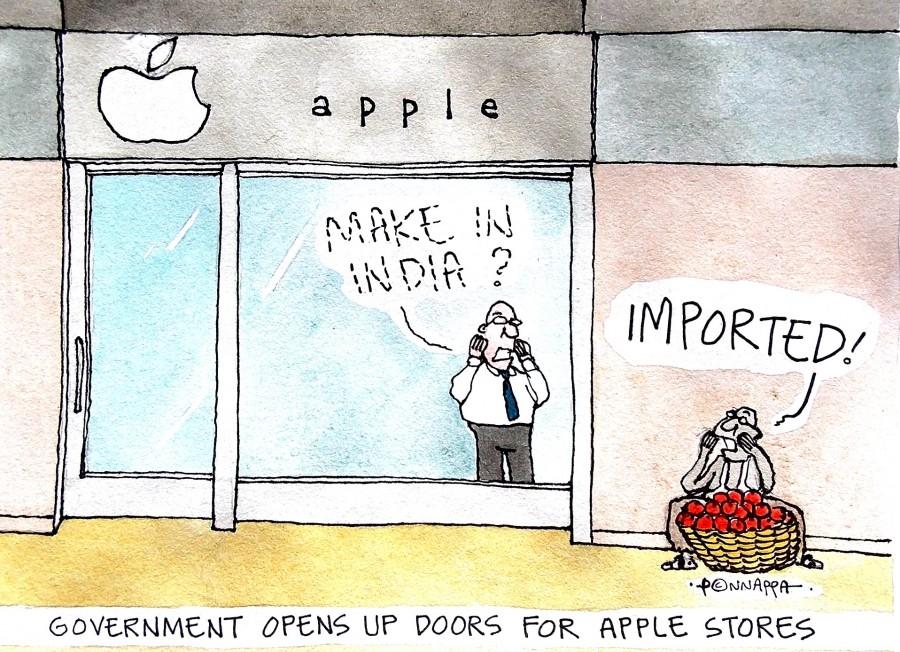 IBTimes Cartoon Apple stores,Apple Inc,Make in India