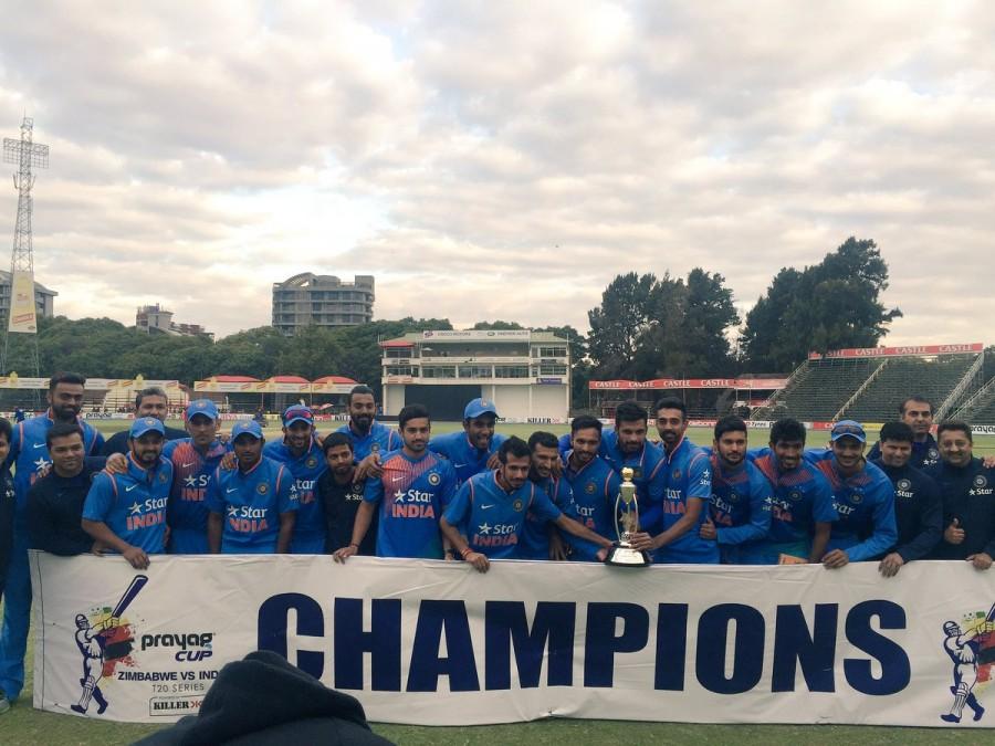 India overcame the last-minute blues to pip Zimbabwe by three runs in the third and final T20 International and pocket the series 2-1 at the Harare Sports Club on Wednesday. India,India v Zimbabwe,India beat Zimbabwe,T20I,India edge out Zimbabwe by 3 runs,Dhoni,Sran,T20 International,Elton Chigumbura,Kedar Jadhav