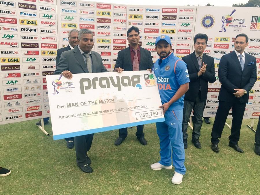 India overcame the last-minute blues to pip Zimbabwe by three runs in the third and final T20 International and pocket the series 2-1 at the Harare Sports Club on Wednesday. India,India v Zimbabwe,India beat Zimbabwe,T20I,India edge out Zimbabwe by 3 runs,Dhoni,Sran,T20 International,Elton Chigumbura,Kedar Jadhav