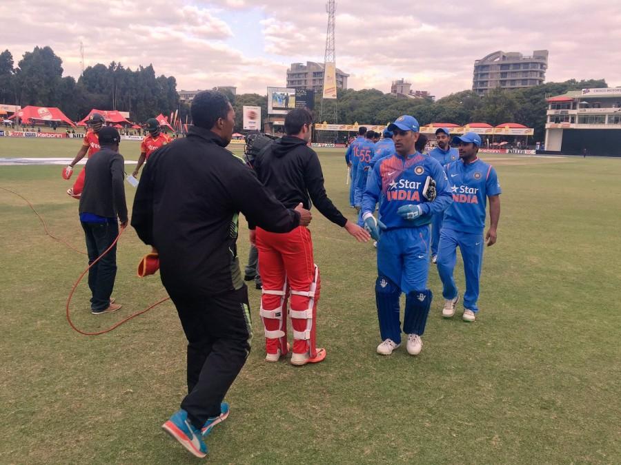 India overcame the last-minute blues to pip Zimbabwe by three runs in the third and final T20 International and pocket the series 2-1 at the Harare Sports Club on Wednesday. India,India v Zimbabwe,India beat Zimbabwe,T20I,India edge out Zimbabwe by 3 runs,Dhoni,Sran,T20 International,Elton Chigumbura,Kedar Jadhav