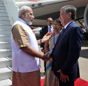 Prime Minister Narendra Modi arrived in the Uzbekistan capital on Thursday to attend the two-day Shanghai Cooperation Organisation (SCO) summit, that will kick off the process for India's absorption as a member of the grouping.