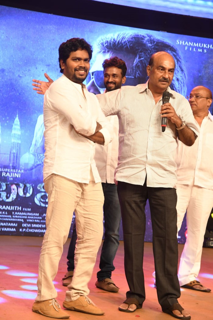 Kabali Telugu audio launch event held at Hyderabad. Celebs like Nani, Dhansika, Pa Ranjith, TSR, Kalaiyarasan, Santhosh Narayanan, Paruchuri Gopalakrishna, B Gopal, Ramajogayya Sastry, Varun Tej, Ritu Varma, Srikanth Kidambi, Prasanna Kumar, Ananth, Kodandarami Reddy, MP Avanthi Srinivas, Sudhakar Komakula, Pratani Ramakrishna Goud, Singer Arunraj Kamaraju, Chamundi, Raghu Ramakrishnam Raju, Pullela Gopichand, Jhansi, Ganesh Ram, Nisha and others graced the event. Rajinikanth,Kabali Telugu audio launch,Kabali audio launch,Kabali Telugu audio launch pics,Kabali Telugu audio launch images,Kabali Telugu audio launch photos,Kabali Telugu audio launch stills,Kabali Telugu audio launch pictures,Kabali audio launch pics,K