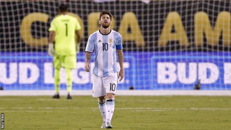 Argentina and Barcelona forward Lionel Messi retired from international duty after missing in a penalty shootout as Chile won the Copa America final. Lionel Messi,Lionel Messi retired,Lionel Messi retired from international football,Lionel Messi retired from football,Copa America final,Argentina vs Chile team Copa America final 2016 news and starting XI,Copa America final loss