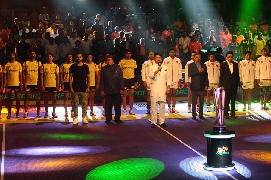 India’s favourite stand-up comedian Kapil Sharma begins the opening day of Star Sports Pro Kabaddi - Season 4. Pro Kabaddi,Pro Kabaddi Season 4,Opening ceremony of Star Sports Pro Kabaddi Season 4,Star Sports Pro Kabaddi Season 4,Pro Kabaddi pics,Pro Kabaddi images,Pro Kabaddi photos,Pro Kabaddi stills,Pro Kabaddi pictures
