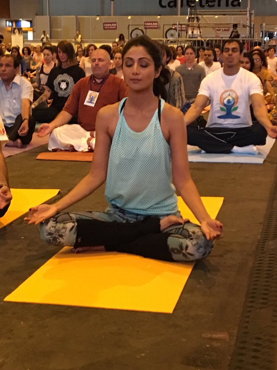 Bollywood actress Shilpa Shetty dazzles with her Yoga skills at IIFA 2016. Shilpa Shetty,Shilpa Shetty yoga,Shilpa Shetty at IIFA 2016,IIFA 2016,Shilpa Shetty dazzles with Yoga,Yoga,Yoga at IIFA