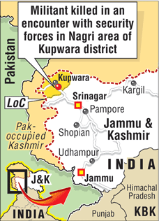 Map of J&K (Militant killed in an encounter)