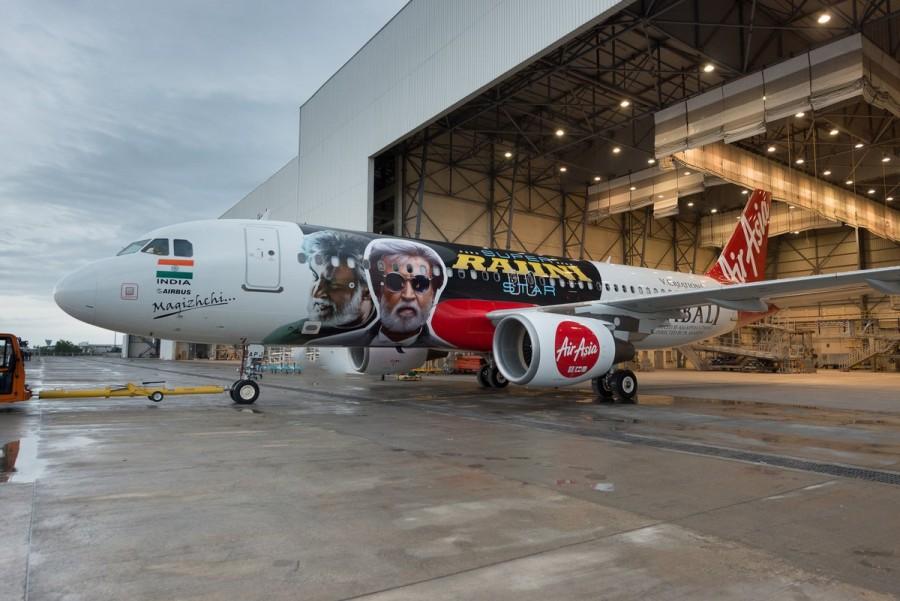 AirAsia India jet dons superstar Rajinikanth's Kabali movie posters Rajinikanth,Kabali,Rajinikanth's Kabali movie posters,Rajinikanth's Kabali posters,Kabali posters,Kabali posters on AirAsia,AirAsia,AirAsia Kabali,Kabali AirAsia